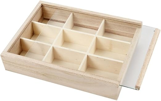 Madera tapa deslizable caja de almacenamiento con cremalleras de cristal: Amazon.es: Hogar