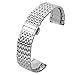 Top Plaza 20MM Silver Solid Stainless Steel Straight End Link Bracelet Wrist Watch Band Strap Replacement Double Push Spring Butterfly Deployment Clasp 9 Rows Metal Strap