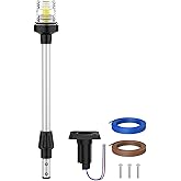 Obcursco Boat Stern Lights, 13 Inch 3NM 360° LED Anchor Light with Base, IP67 Waterproof 12V Navigation Lighting for Pontoon,