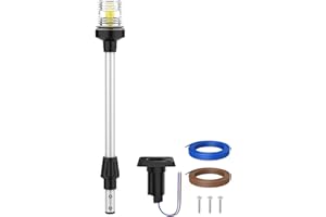 Obcursco Boat Stern Lights, 13 Inch 3NM 360° LED Anchor Light with Base, IP67 Waterproof 12V Navigation Lighting for Pontoon,