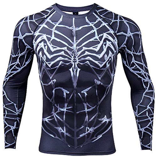 COOLMAX Spider Compression Shirt 3D Print T-Shirt Men Gym Tight Tops (X-Large, White)