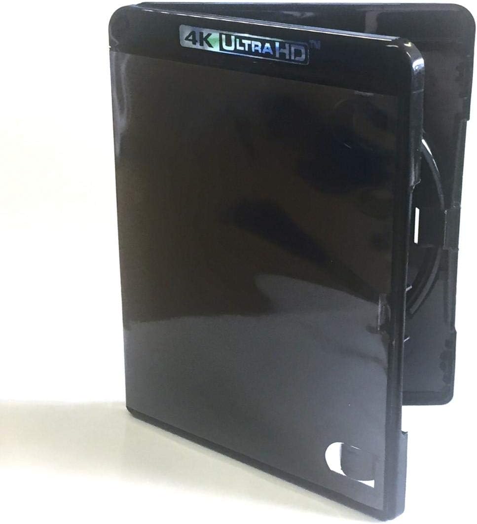 Vision Media® - 10pcs x 4K Ultra HD Black Blu Ray Case- Stores any DVD/Blu Ray/Games Disc