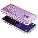 Galaxy S9 Case w/[Full Coverage Screen Protector Premium Clear], NageBee Glitter Liquid Quicksand Waterfall Flowing Sparkle Bling Diamond Girls Cute Case Designed for Samsung Galaxy S9 -Purple
