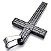 INBLUE Men's Stainless Steel Pendant Necklace Black Cross English Bible Lords Prayer -With 23 Inch Chain