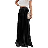 utcoco Women's Elegant Maxi Skirt High Waisted Pleated Chiffon Long Skirts for Women