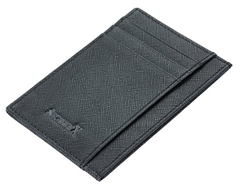 SimpacX Slim Wallet RFID Front Pocket Wallet Minimalist Secure Thin Credit Card Holder (crosshatch black)