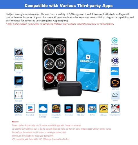 Veepeak OBDCheck BLE+ OBD II Bluetooth Car Scanner, Wireless Engine Code Reader Diagnostic Tool Compatible with iOS and Android