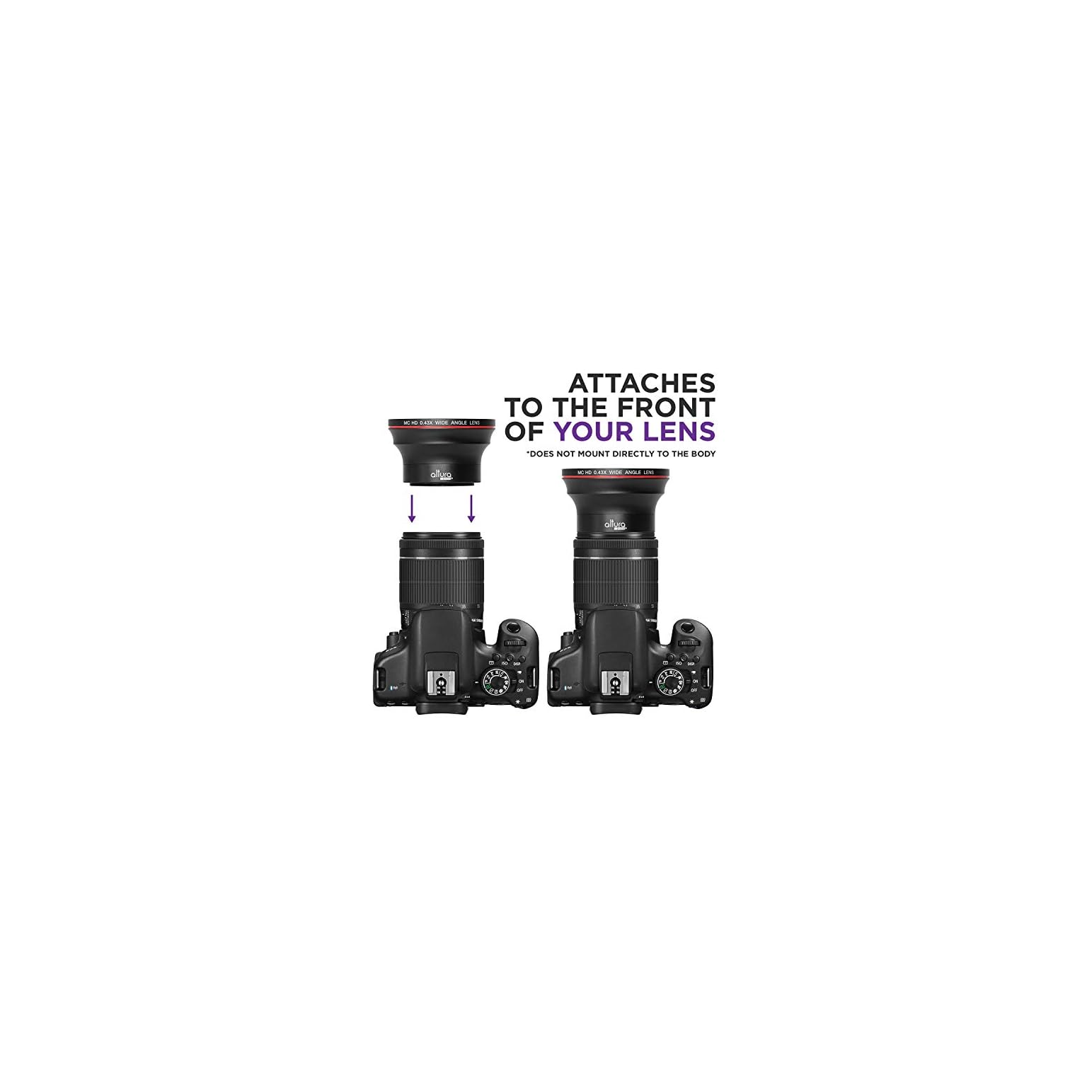 58MM 0.43x Altura Photo Professional HD Wide Angle Lens (w/Macro Portion) for Canon EOS 70D 77D