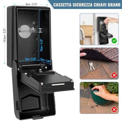 ENONEO External Backlit Key Safe Box with 4 Digit Code Key Box Waterproof Key Box for Home School