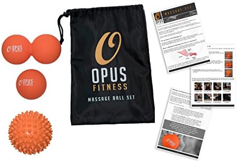 Deep Tissue Massager Ball Set for Myofascial Release: 1 Lacrosse Ball + 1 Double Lacrosse Ball + 1 Spiky Ball for Trigger Point Therapy - Release Tight Muscles - Incl. Travel Bag and Exercise Guide