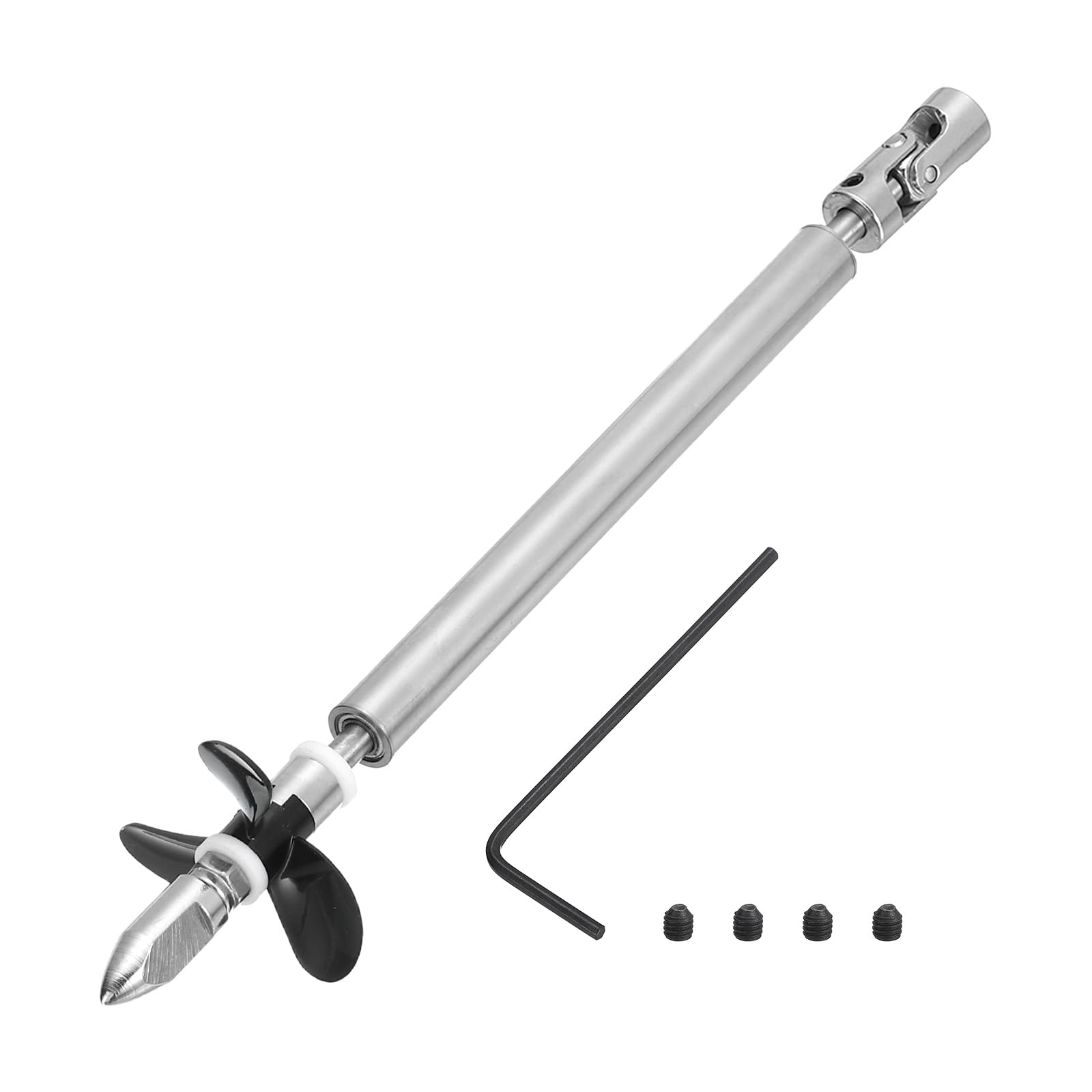 sourcing map Drive Shaft W Propeller and Universal Joint for RC Boat Coupler Assemble Kit, L130mm Shaft, L80mm Sleeve, D36mm Three Propeller, Fit for 4 mm Motor Shaft