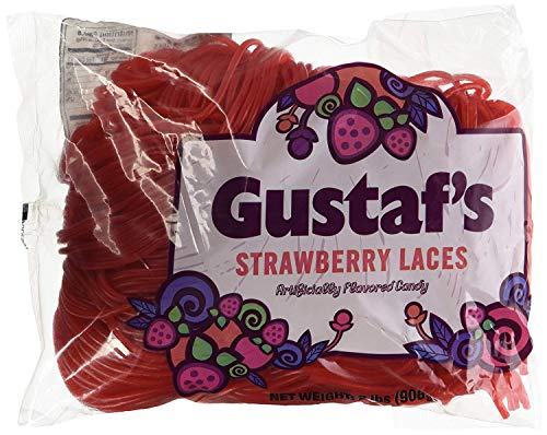 Gustaf's Strawberry Red Licorice Laces - 2 Lb. Bag - PACK OF 4