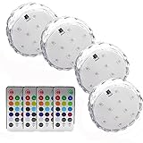 AomeTech Multi Color Remote Controlled Submersible Underwater LED Lights for Aquarium, Pond, Wedding, Halloween, Christmas, Party, Events (4 Pieces)