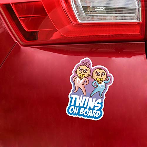 CNC. 11.716.6CM Cartoon Car Sticker Decoration Twins BABY ON Board Colored Graphic Warning Sign Decals C1-5607 - Thumbnail 3