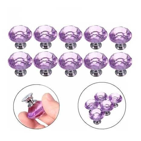 30mm Cabinet Knob Bling Purple Crystal Modern Handle Door Drawer