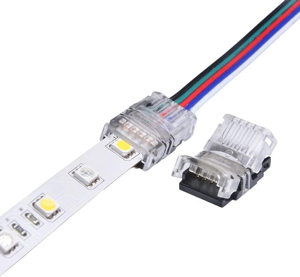 YUTOKEER 5 Pin LED Strip Connector 5050 LED Tape Light Connection Conductor LED Strip to Wire Connector for Waterproof IP65 12mm RGBW RGBY LED Strip Lights (5 PCS) (12mm Connector) - Image 5
