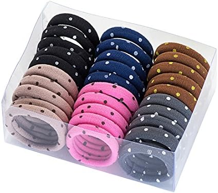 Yiano 30PCS 8mm Multi-Colors Girls Women Elastic Hair Ties Bands Rope Ponytail Holders Headband Scrunchie Hair Ring (Pack Of 30 Dots Ring)