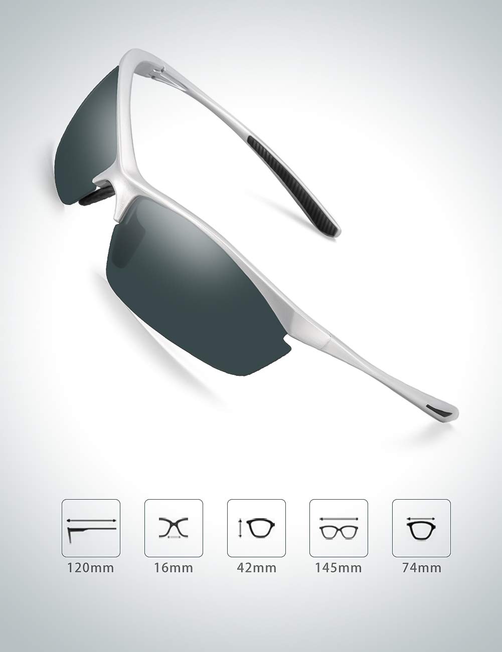 IALUKU Aviator Sunglasses Polarized for Men Classic Pilot Metal Frame UV400 (Grey / Grey, 64mm)