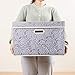 Prandom Large Stackable Storage Bins with Lids [2-Pack] Fabric Decorative Storage Box Cubes Organizer Containers Baskets with Cover Handles Divider for Bedroom Closet Living Room (Gray)