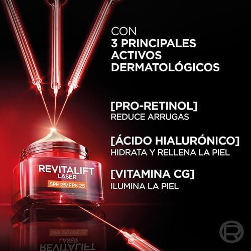LOréal Paris Revitalift Láser Crema De Día Anti-Edad Renovadora Con Protección Solar Spf25 - Con Proxylane -50 Ml