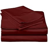 Ready To Rest Queen Waterbed Sheets, 4 Piece Attached Sheet Set, Fits 15 Inch Deep Mattress, Brushed Microfiber, Ultra Soft and Lightweight (Burgundy)