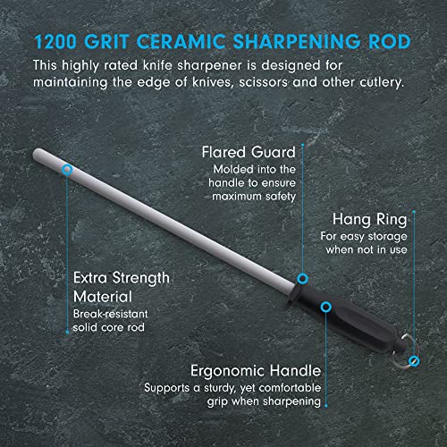 Messermeister 12” Ceramic Sharpening Rod Knife Sharpener Fine 1200