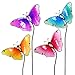 Exhart 4 Butterfly Garden Stakes, Durable Glass/Metal, Outdoor Décor, 1 Each Color, 4pc, 8
