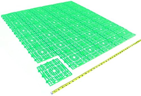 Green pack of 36 - 9.76 sq ft modular square Indoor Outdoor anti-slip interlocking tiles flooring made from soft plastic polyethylene for Pool Shower Bathroom floor Locker Room patio Mat tile non-slip