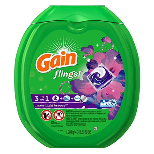 Gain Flings Moonlight Breeze Laundry Detergent Packs, 81 Count