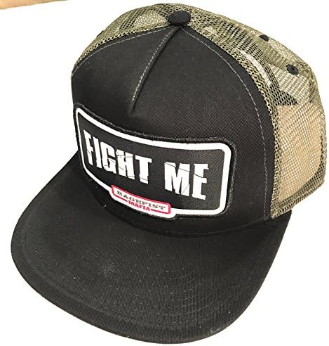 Adjustable Classic Snapback Baseball Hat Flexfit Premium Cotton Front Solid Black Mesh Cap 210 Fitted Flat Brim Graphical Embroidered Design "FIGHT ME" Logo Structured (Green)