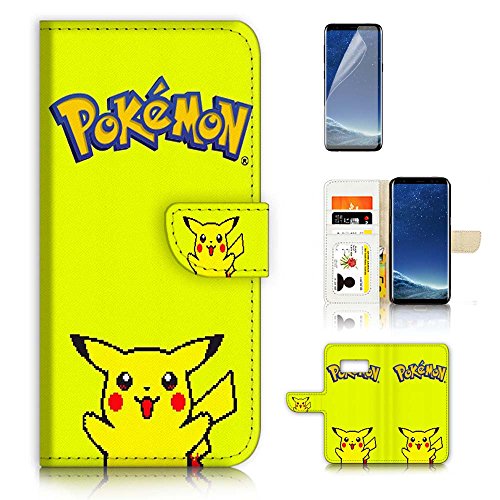 ( For Samsung S8 Plus / Galaxy S8+ ) Wallet Case Cover A6153 Pokemon Pikachu
