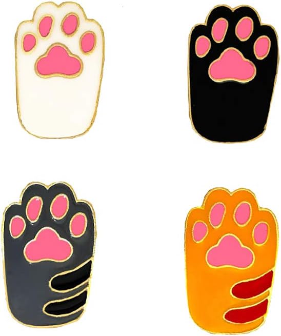 CAROMAY 4 PC Dog Paw Enamel Lapel Pin Set Kawaii Cat-pad Brooches Badge Birthday Friendship Gift for Women Men Backpack Dress Accessory