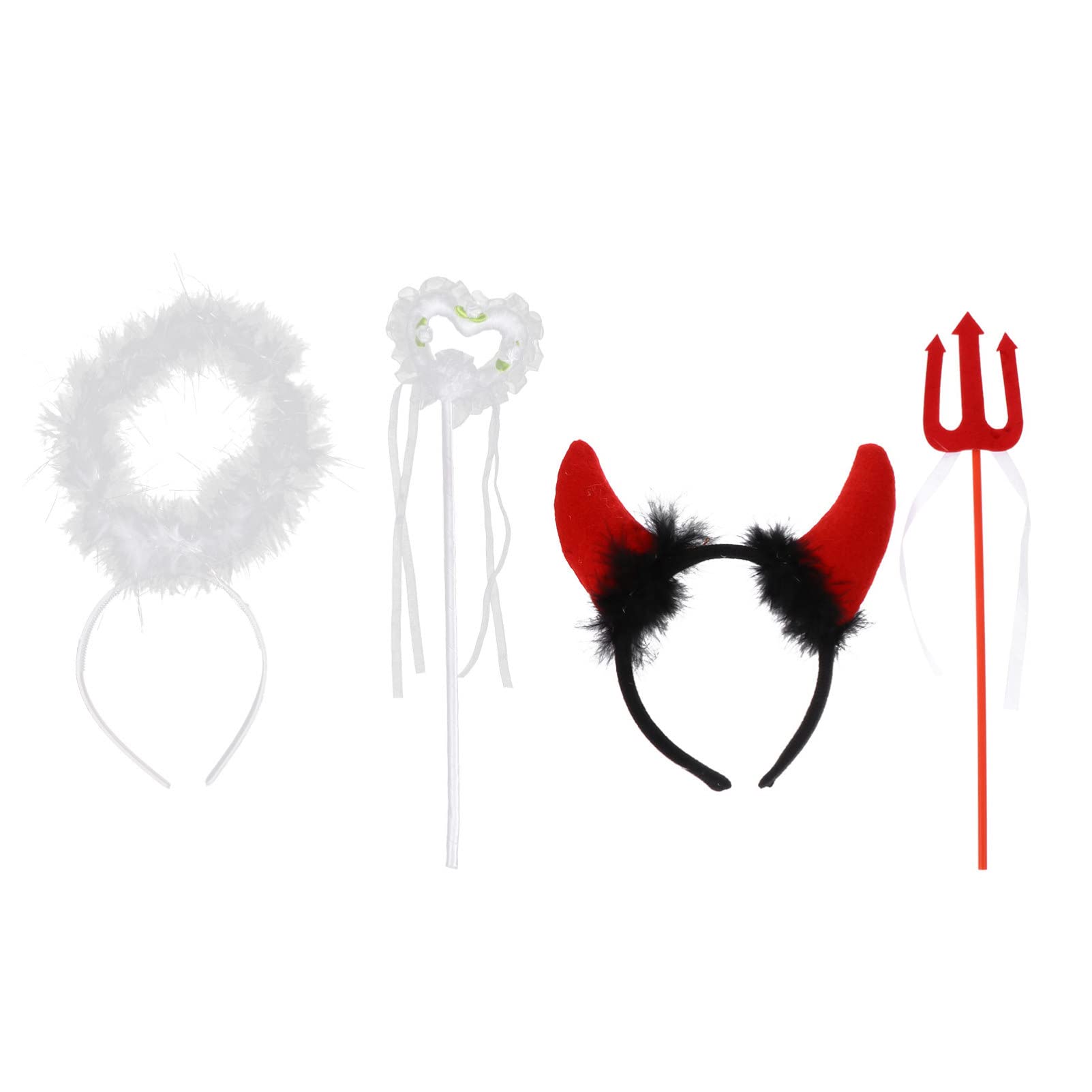 Beaupretty Angel Halo and Devil Horn Headband Set Halloween Devil Costume Set Angel Costume Accessories Fancy Cosplay Outfit for Party