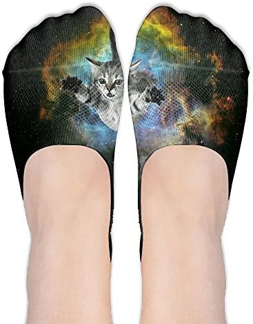 Starry Space Cat No Show Socks Liner Socks Low Cut Ped Socks Boat Shoe Liners For Women