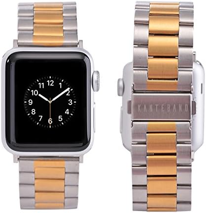 Kanteband Stainless Steel Apple Watch Bands Replacement 42mm - Solid Metal Business Strap for Large iWatch Series 3/2/1 - Adjustment Tools as Free Promotion GIFT, Silver+Gold