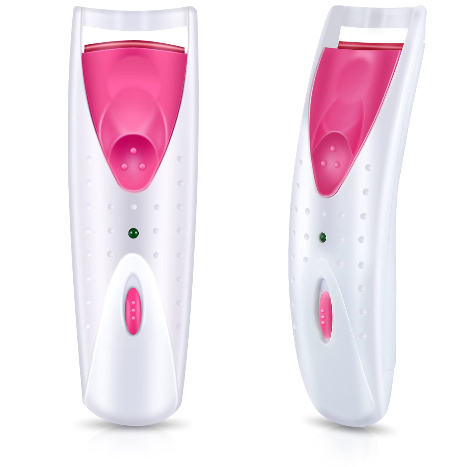 View 1 of 2 Pieces Heated Eyelash Curler Electric Eyelash Curlers Painless Safety Design with Double Silicone Curling Pad for Women Long Lasting Naturally Eyelashes (Pink)