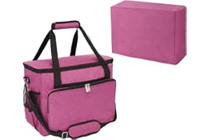 YELAIYEHAO home Sewing Machine Case Travel Case for Sewing Machine and Accessories Compatible with Most Standard Singer, Brother, Janome, Sewing Accessories Bag Sewing Machine Carrying Case (Rose red)