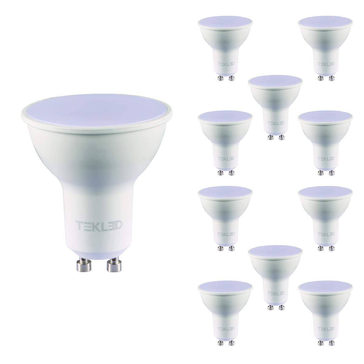 TEKLED® GU10 LED Bulbs | Energy Saving 7W Light Bulb 50W Halogen Spotlight Equivalent | 120° Wide Beam Angle MR16 3000K 560LM NONDIMMABLE | 10-Pack | Warm White