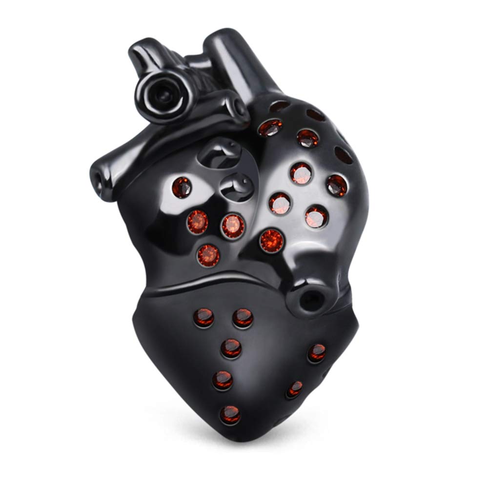 GNOCE Heart with Blood Vessel Charms Sterling Silver My Heart Beats for You Charm Bead Black Plated with Red Cz Fit Bracelet/Necklace Jewellery Gift for Women Girls