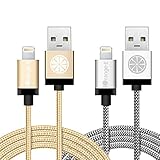 iOrange-E iPhone 6 Charger, Apple Certified 2 Pack 10ft Braided Lightning Cable & USB Data Sync Cord for iPhone 6 6S Plus 5S 5C 5, iPad Air, iPad Pro, iPad Mini 4, iPod Touch 5, Gold & Silver