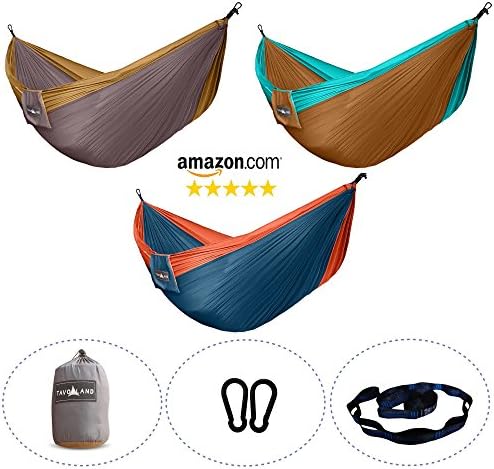 NEW YEAR SALE Tavorland Camping Hammock, Portable Ultralight Double Parachute Hammock with Free Tree Straps for Backpacking Back Yard Beach Travel