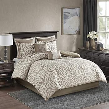 Amazon Com Madison Park Dallas Comforter Set Queen Taupe Home