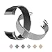 Tecson Magnetic Bands Compatible Fitbit Charge 2 (Pack of 2), Stainless Steel Metal Milanese Replacement Strap with Magnet Lock for Fitbit Charge 2, Silver and Black