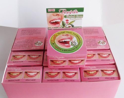 ISME Rasyan Herbal Clove Toothpaste Tooth paste Anti Bacteria Bad Breath Decay Lots of 12 Boxes by ISME Rasyan