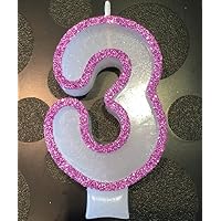 Wasiwax No 3 Birthday Candle - LILAC GLITTER
