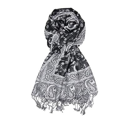 Achillea Soft Silky Reversible Paisley Pashmina Shawl Wrap Scarf w/Fringes Achillea Soft Silky Reversible Paisley Pashmina Shawl Wrap Scarf w/Fringes