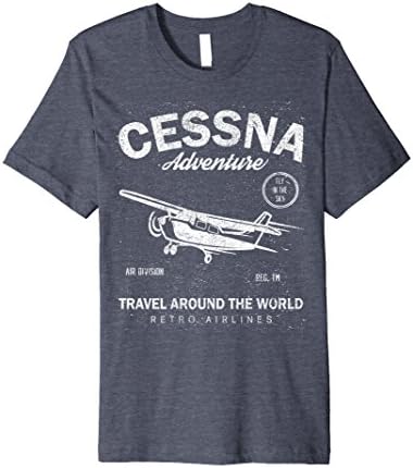Mens Aviation Pilot Retro Vintage Distressed Airplane T-Shirt XL Heather Blue