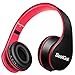 BESTGOT Kids Headphones BG6002 Children Headphones for Kids Boys Adult with Microphone Volume Control Foldable Headset with 3.5mm Plug Removable Cord (Black/Red)