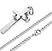 FIBO STEEL Stainless Steel Mens Womens Cross Necklace Bible Pendant, 24 inches Silver-Tone