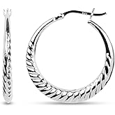 LeCalla 925 Sterling Silver Classic Hoop Earrings for Women | Oval, Round & Chunky Shrimp Hoops | High Polish Lightweight Click-Top Italian Design Jewelry